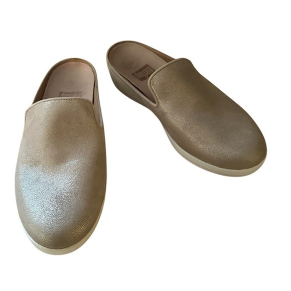 FITFLOP SUPER SKATE SHIMMERY SUEDE MULES SIZE 8.5 - Picture 1 of 11